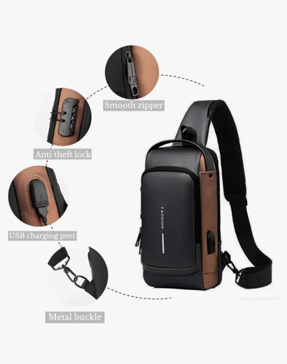 Sling Bag with USB Charging Port, Anti-Theft Design - Image 6