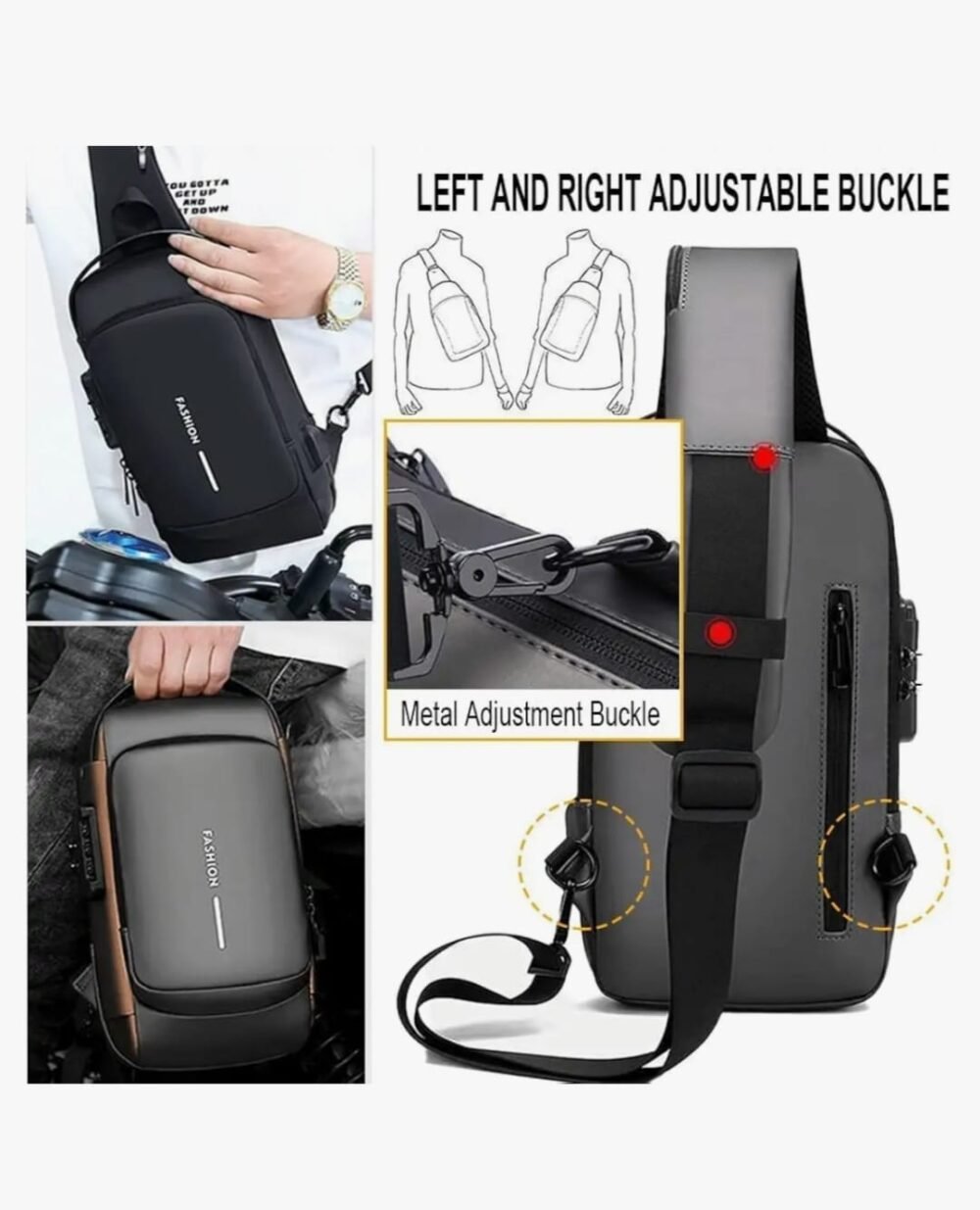 Sling Bag with USB Charging Port, Anti-Theft Design - Image 3