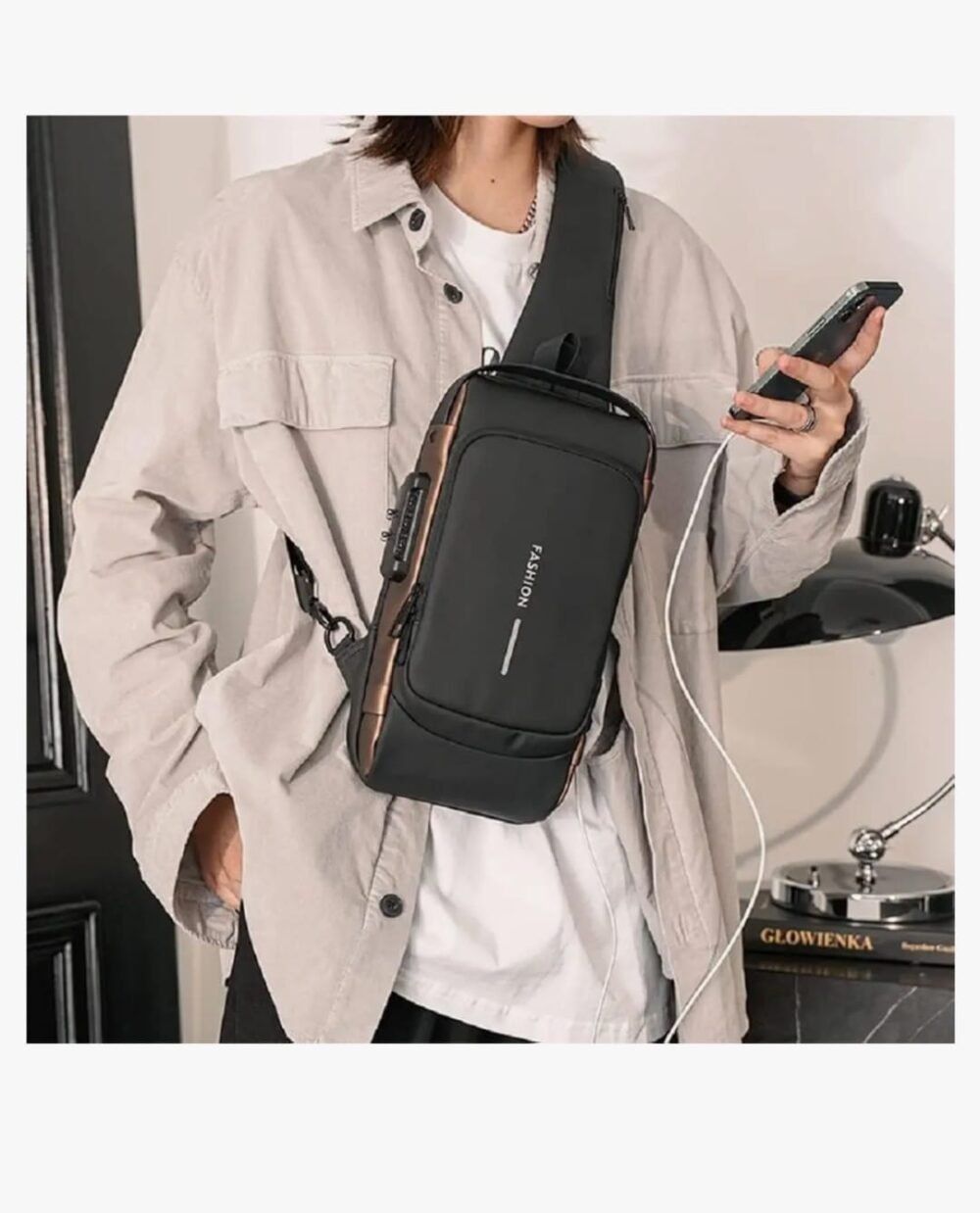 Sling Bag with USB Charging Port, Anti-Theft Design - Image 4